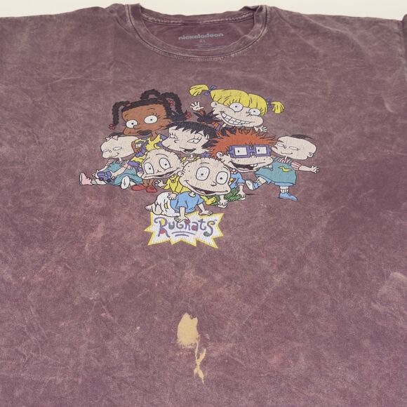 Rugrats Nickelodeon XL T-Shirt Washed Maroon boxy Vintage 90s Y2K Graphic Tee - Picture 4 of 7